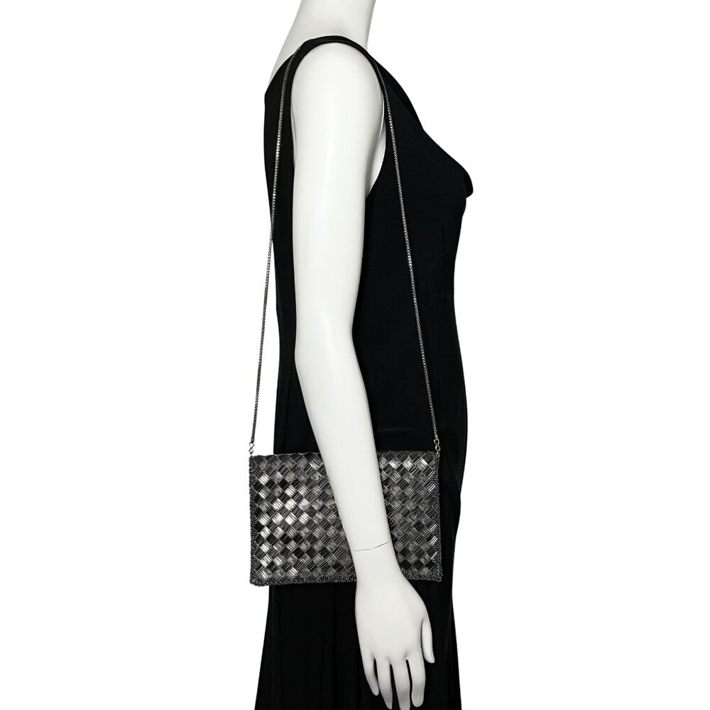 Vintage Gunmetal Beaded La Regal Evening Bag Clutch Shoulder Chain Silver Deco - Picture 5 of 15